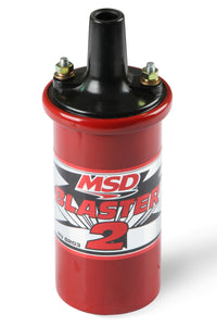 Blaster 2 Coil, w/Ballast & Hardware - MSD Ignition Coil - Blaster 2 Series - Ballast Resistor - Red