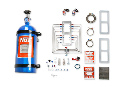 SHOW 6.71 BLOWER SYSTEM - NOS Supercharger Nitrous System,Polished Plate,Red/Blue Plumbing,Blue Bottle