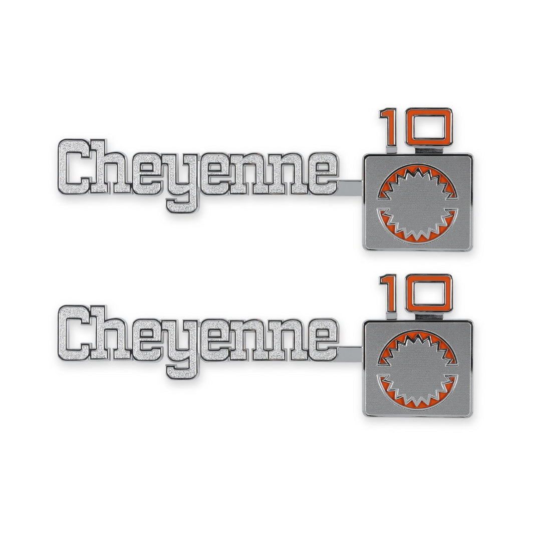 1975-1980 C/K CHEYENNE10 FNDR EMBLM PAIR - BROTHERS Trucks C/K Fender Badge Pair - Cheyenne 10
