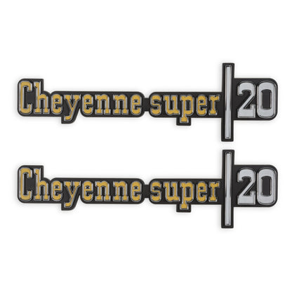 1973-76 C/K CHYNNE SUPER20 FNDR EMBLM PR - BROTHERS Trucks C/K Fender Badge Pair - Cheyenne Super 20