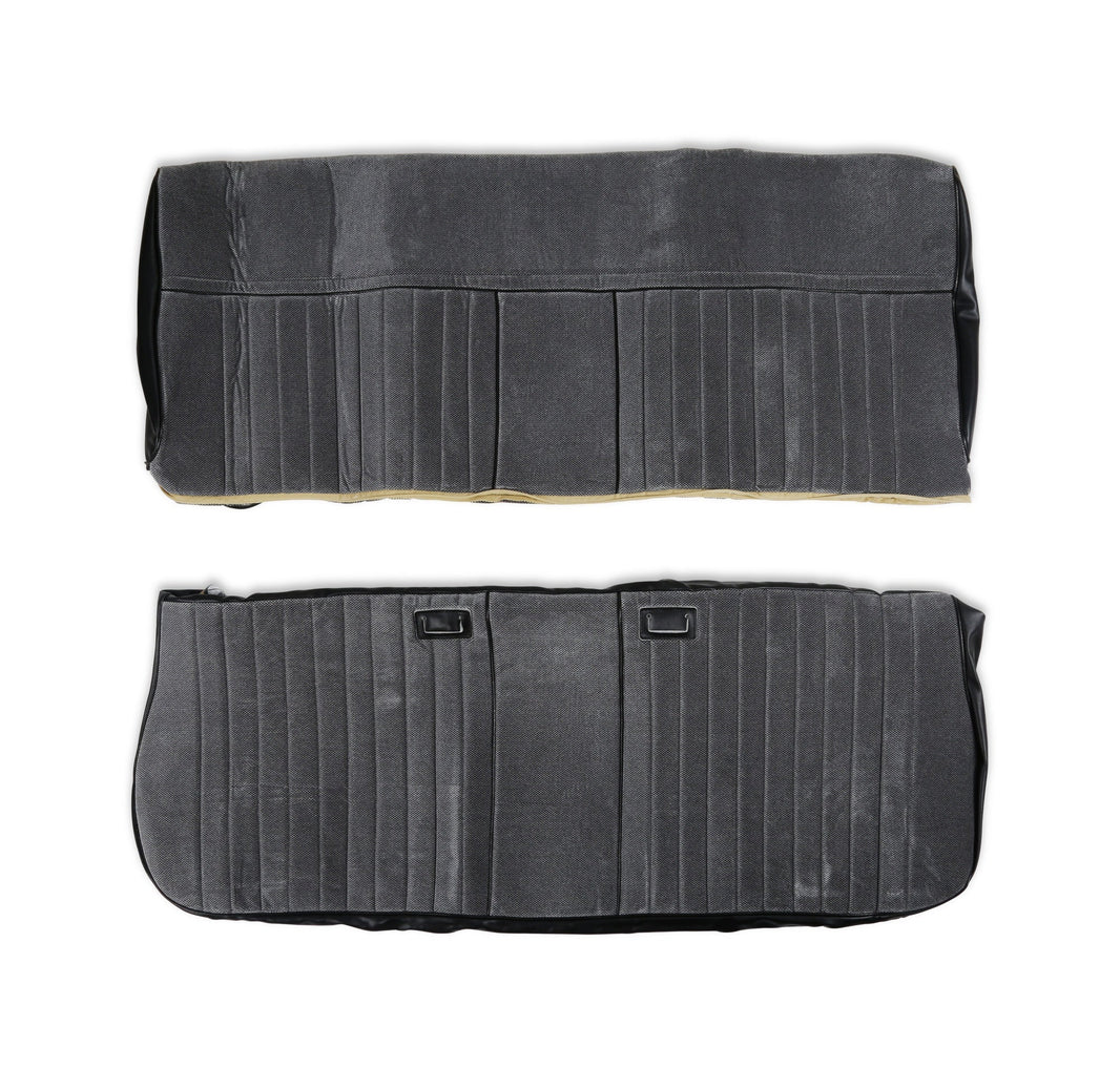 1981-87 C/K DLUX PLET VNYL/CLTH BLK/SILV - BROTHERS Trucks Seat Upholstery Kit - Deluxe Pleat Cloth/Vinyl - Black/Silver