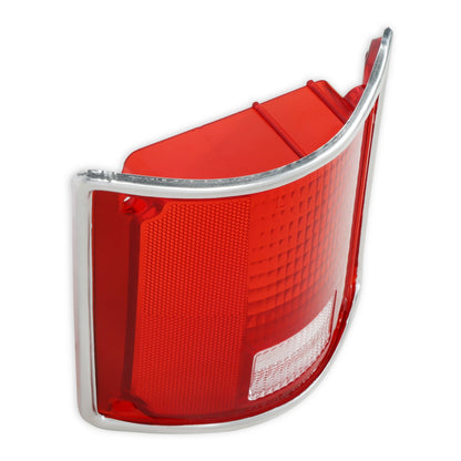 1973-1991 C10 REAR LAMP LENS LH W/ TRIM - BROTHERS Trucks C/K Tail Lamp Lens - w/ Chrome Trim - LH