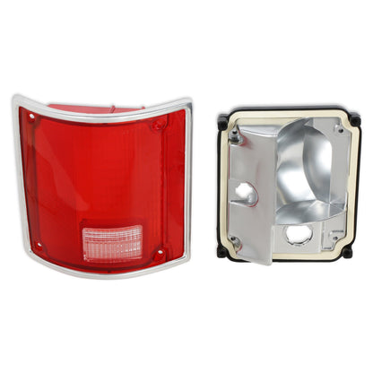 73-91 C10 RR LAMP LENS/HSING LH W/ TRIM - BROTHERS Trucks C/K Tail Lamp Lens & Housing - w/ Chrome Trim - LH