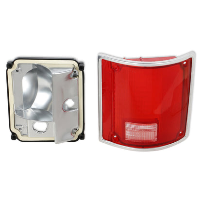 73-91 C10 RR LAMP LENS/HSING RH W/ TRIM - BROTHERS Trucks C/K Tail Lamp Lens & Housing - w/ Chrome Trim - RH