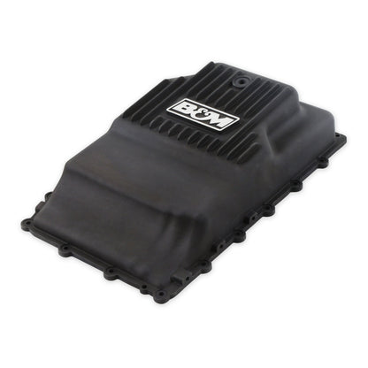 B&M Hi-Tek Heavy-Duty Deep Transmission Pan -  Ford 10R80 - Aluminum - Black - Photo - Close Up Front
