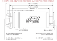 FP KIT 400 LPH HF PUMP METRIC - AEM 400LPH (Metric) Inline High Flow Fuel Pump