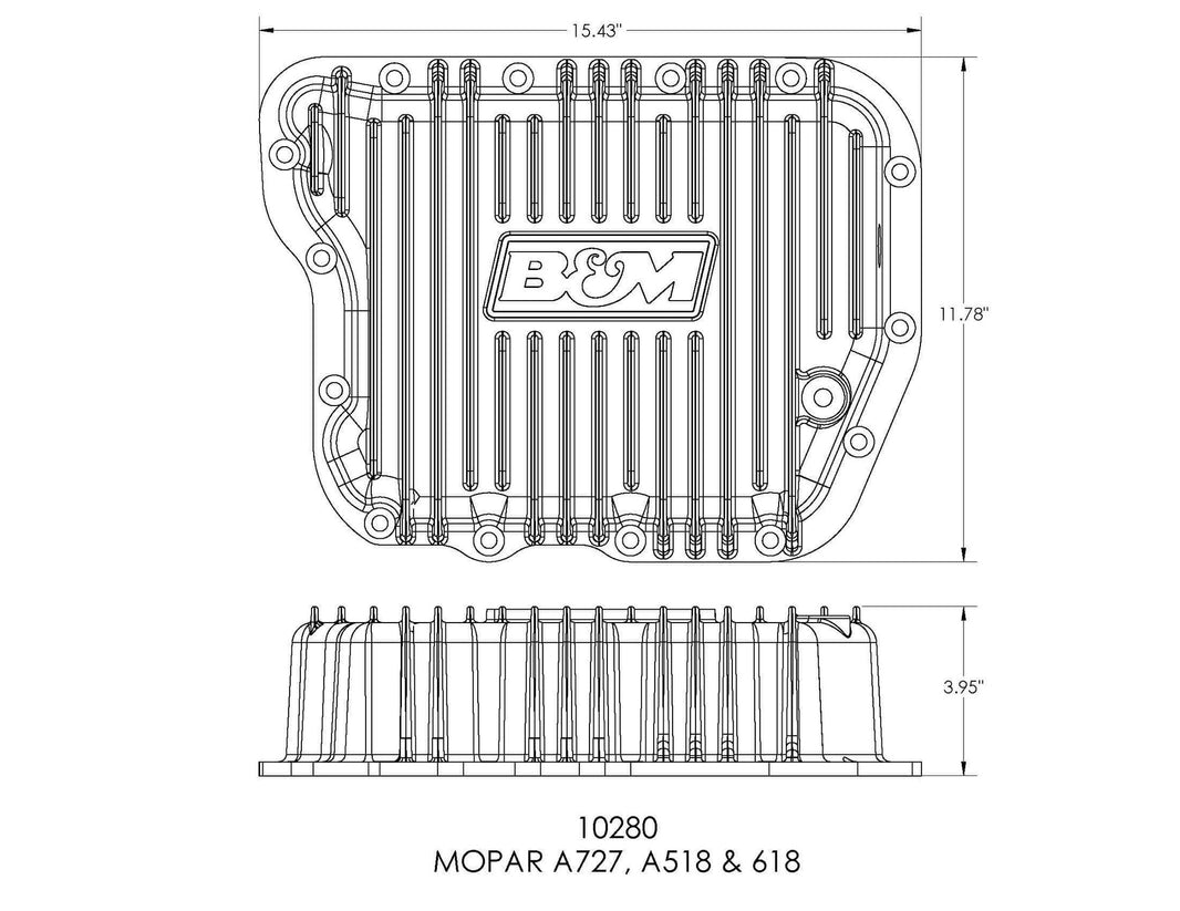 CAST DEEP PAN TF727/ 518&618/48RE C - B&M Hi-Tek Deep Transmission Pan -  Aluminum