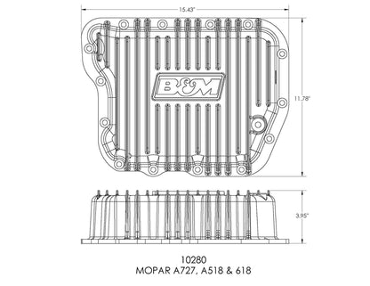 Støbt dyb pande TF727/518&amp;618/48RE C - B&amp;M Hi-Tek dyb transmissionspande - aluminium