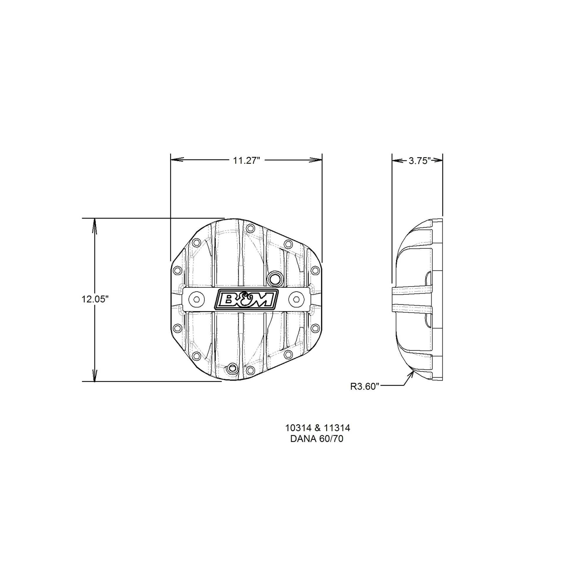 B&M Hi-Tek Aluminum Differential Cover for Dana 60/70 - Photo - out of package Right