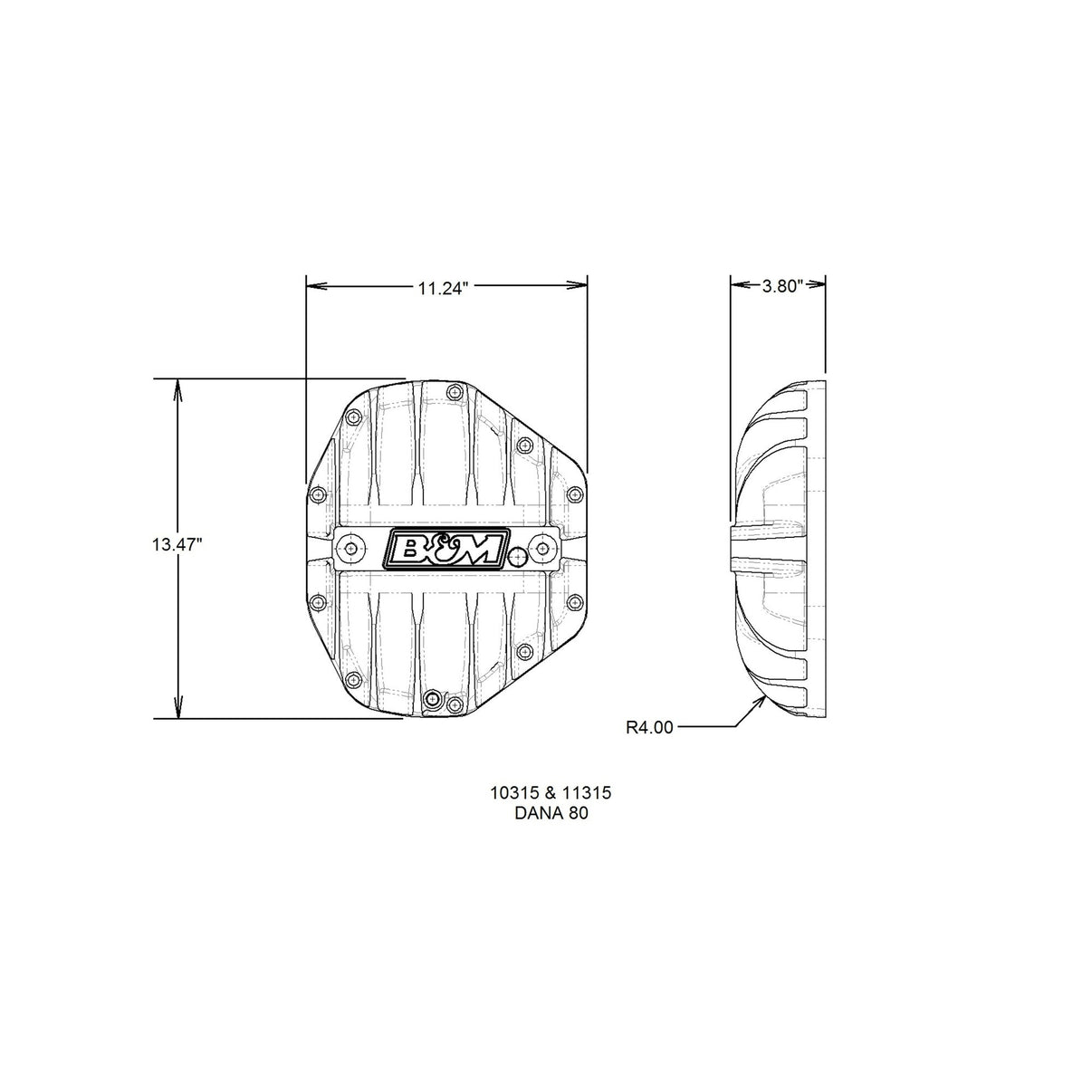B&M Hi-Tek Aluminum Differential Cover for Dana 80 - Photo - out of package Back
