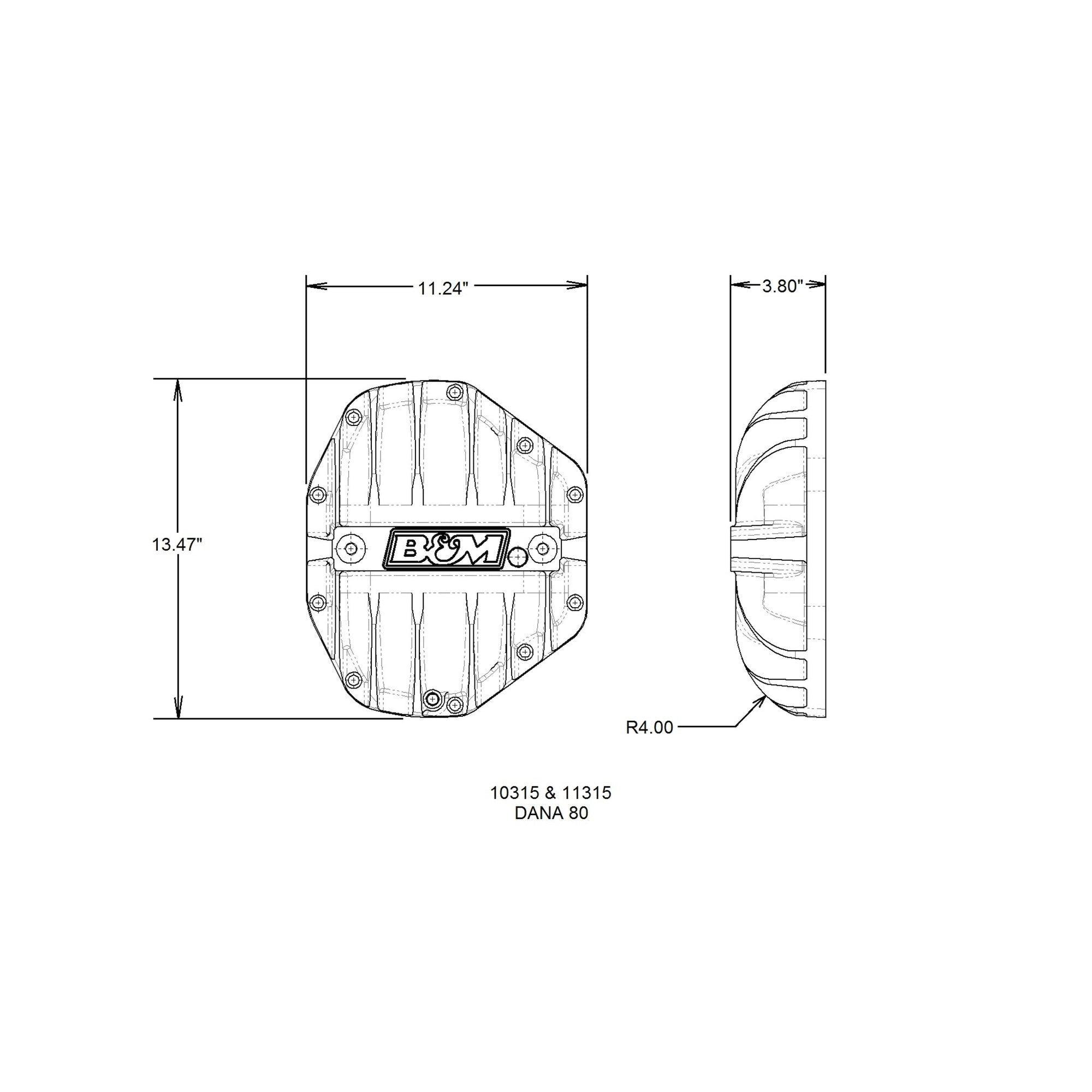 B&M Hi-Tek Aluminum Differential Cover for Dana 80 - Photo - out of package Back