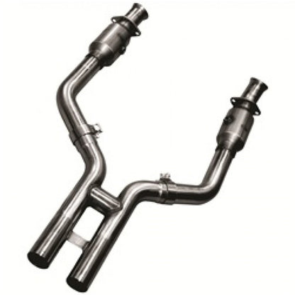 Collecteur d'échappement et kit de raccordement en acier inoxydable. - Collecteur de 1-3/4" et kit de tuyau en H catalysé vert de 2-1/2". Pour Mustang GT 4.6L 3V (2005-2010).