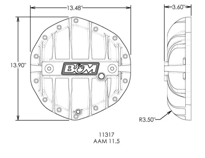 B&M Hi-Tek Aluminum Differential Cover for AAM 11.5 - Black - Photo - out of package Right