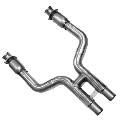 Rustfrit stål manifold og tilslutningssæt. - 2" manifold og katetereret (H) tilslutningssæt. 2011-2014 Mustang GT 5.0L 4V.