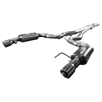 Système d'échappement Cat-Back en X de 2-1/4" (OEM) x 3" avec embouts en acier inoxydable. Compatible avec les Mustang GT 5.0L (2015-2017). Se connecte à l'origine.