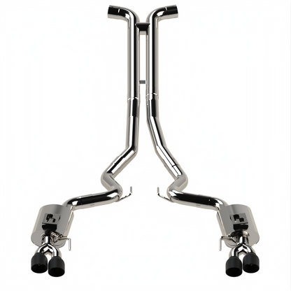 Échappement Cat-Back en H de 2-1/4" (OEM) x 3" - Cat-Back (H) de 3" avec embouts noirs. Mustang GT 5.0L 2018-2020. Se connecte à l'origine.
