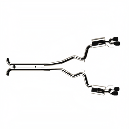 Échappement Cat-Back en H de 2-1/4" (OEM) x 3" - Cat-Back (H) de 3" avec embouts noirs. Mustang GT 5.0L 2018-2020. Se connecte à l'origine.