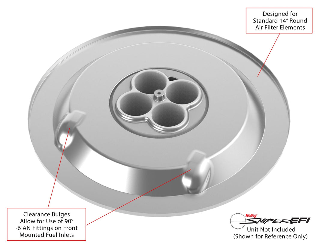 SNIPER EFI 14IN AIR CLNR 1IN DROP BASE - Sniper EFI Air Cleaner Drop Base - Chrome
