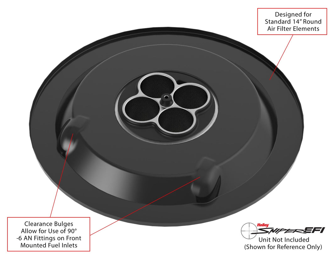 SNIPER EFI 14IN AIR CLNR 1IN DROP BASE - Sniper EFI Air Cleaner Drop Base - Black