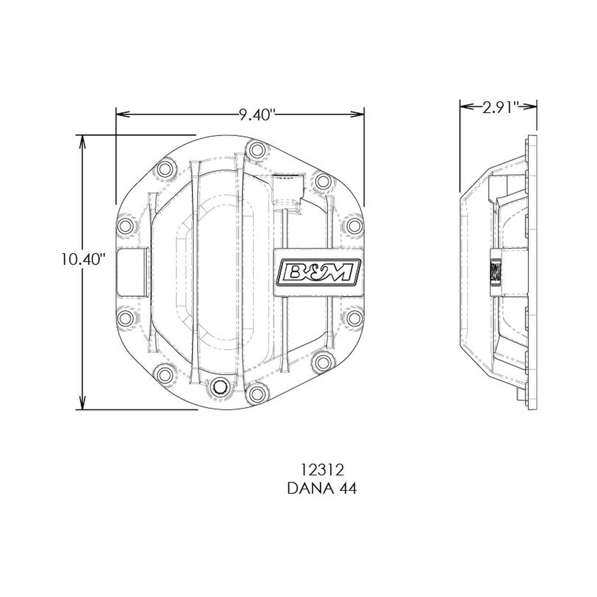 B&M Nodular Iron Differential Cover for Dana 44 - Photo - out of package Back