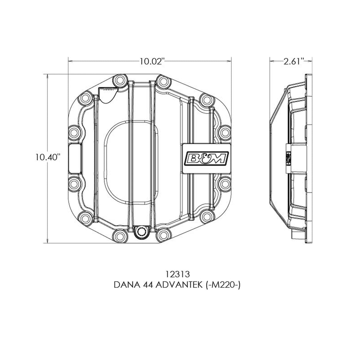 B&M Nodular Iron M220 Dana 44 AdvanTek Rear Differential Cover - Photo - out of package Bottom