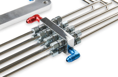 6.71 BLOWER PLATE-SHOW - NOS Blower Injector Plate, Polished Finish, Red & Blue Plumbing