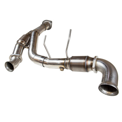 3" x OEM GREEN Catted Stainless Y-Pipe - 3" SS GREEN Catted Y-Pipe. 2011-2014 F150 5.0L 4V.  Connects to OEM.