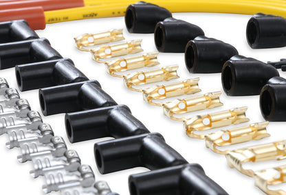 Jeu de câbles d'allumage - 8 mm - Jaunes avec capuchons droits orange