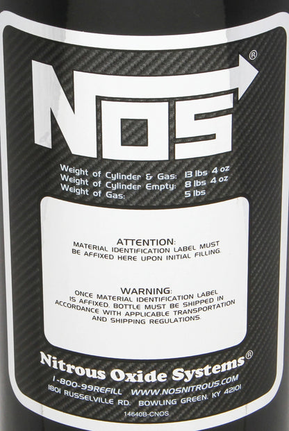 BOTTLE, 5 LB., W/SUPER HI-FLO, BLACK - NOS Nitrous Bottle