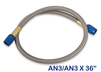 3AN-3FT HOSE, BLUE - NOS Stainless Steel Braided Hose -3AN 3-foot Blue