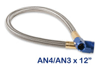 4AN-3AN-1FT HOSE, BLUE - NOS Stainless Steel Braided Hose -4AN to -3AN 1-foot Blue