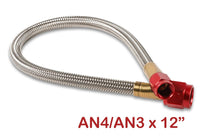 4AN-3AN-1FT HOSE, RED - NOS Stainless Steel Braided Hose -4AN to -3AN 1-foot Red