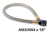 S.S. BRAIDED HOSE,4AN TO 3AN,18IN, BLACK - NOS Stainless Steel Braided Hose w/Black Fittings -4AN to -3AN, 18-Inch Length