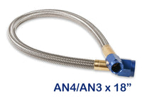 4AN-3AN-18 HOSE, BLUE - NOS Stainless Steel Braided Hose -4AN to -3AN 18" Blue