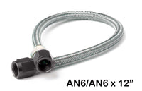 S.S. BRAIDED HOSE, 6AN, 1 FT., BLACK - NOS Stainless Steel Braided Hose with Black Fittings -6AN, 1-Foot Length