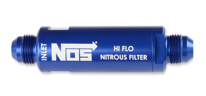 6AN, HI-FLO NITROFILTER, BLÅ - NOS In-Line Hi-Flow Nitrous Filter, 6AN - Blå
