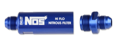 6AN, HI-FLO NITROFILTER, BLÅ - NOS In-Line Hi-Flow Nitrous Filter, 6AN - Blå