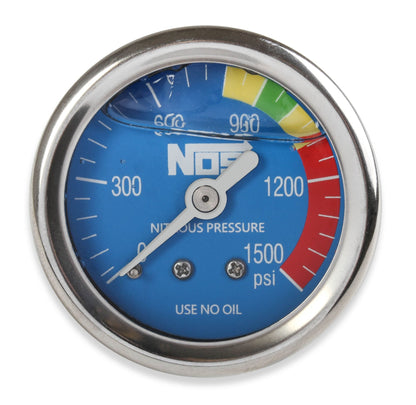 GAUGE; N2O BLUE,1-1/2, SS, LIQUID FILLED - NOS Nitrous Gauge