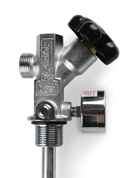 Ensemble de valve pour bouteille de 4,5 kg avec manomètre bleu - Neuf. Ensemble de valve à très haut débit pour bouteille de 4,5 kg avec tube de siphon et manomètre bleu.