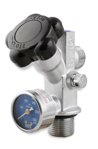 SUPER HI-FLO BOTTLE VALVE W/BLUE GAUGE - NOS Super Hi-Flo Bottle Valve with Blue Face Gauge