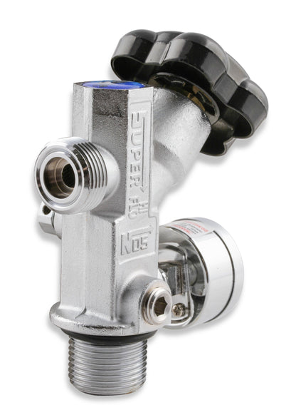 Valve de bouteille Super Hi-Flo avec manomètre bleu - NOS Valve de bouteille Super Hi-Flo avec manomètre à cadran bleu