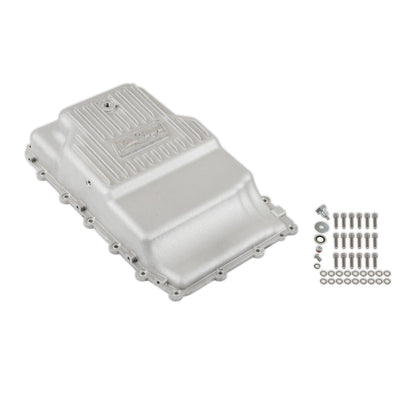 B&M Hi-Tek Heavy-Duty Deep Transmission Pan -  Ford 10R80 - Aluminum - Natural - Photo - out of package Right