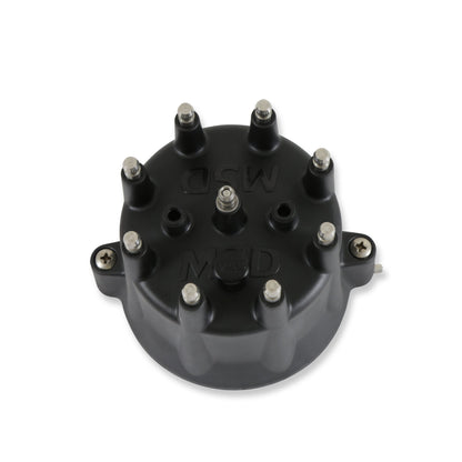 Dist Cap, Black Chevy V8, HEI, Retainer - MSD Distributor Cap - V8 - HEI Terminals - Black - Spark Plug Wire Retainer