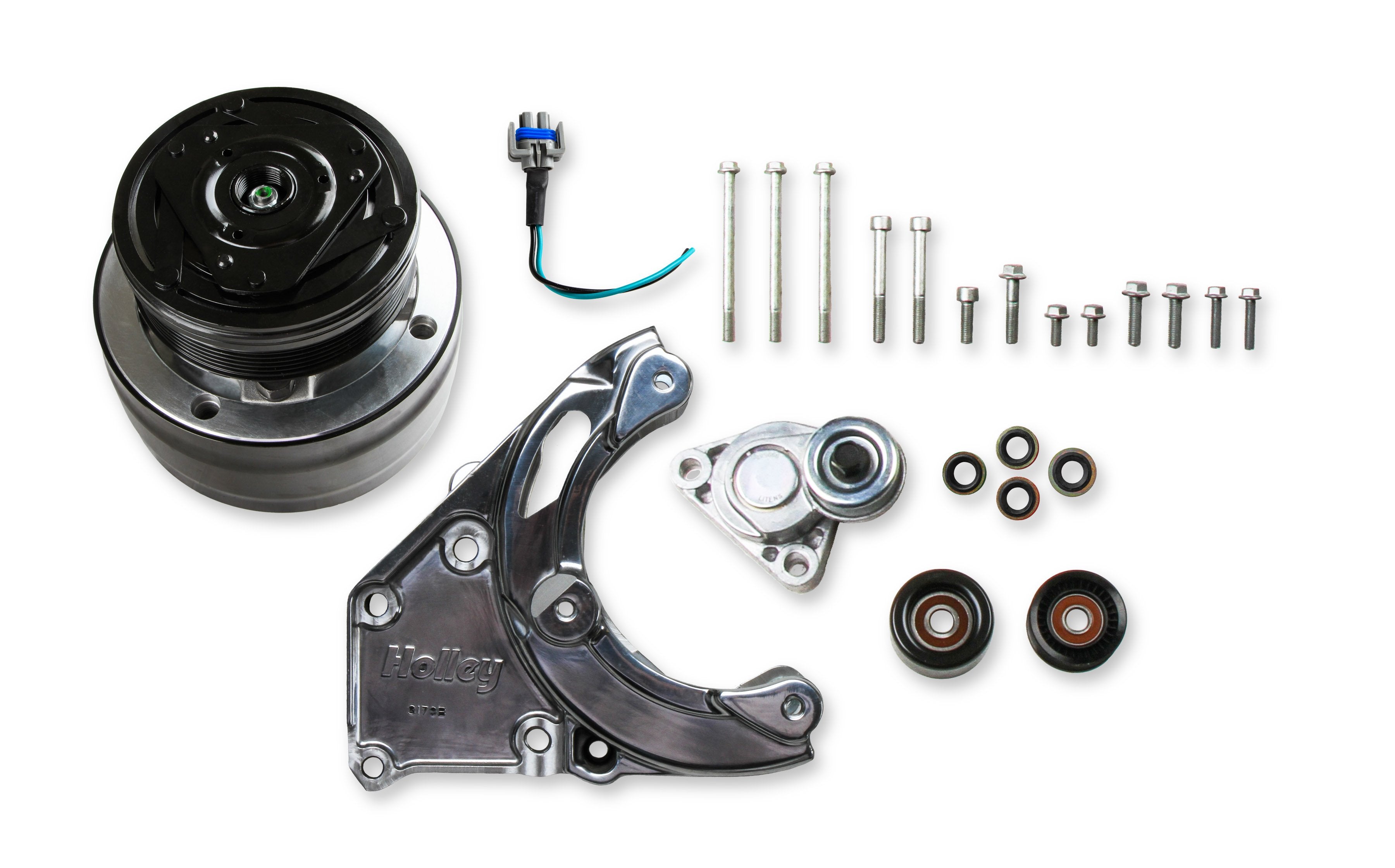 LS High-Mount A/C Accessory Drive Kit - Photo - out of package Front