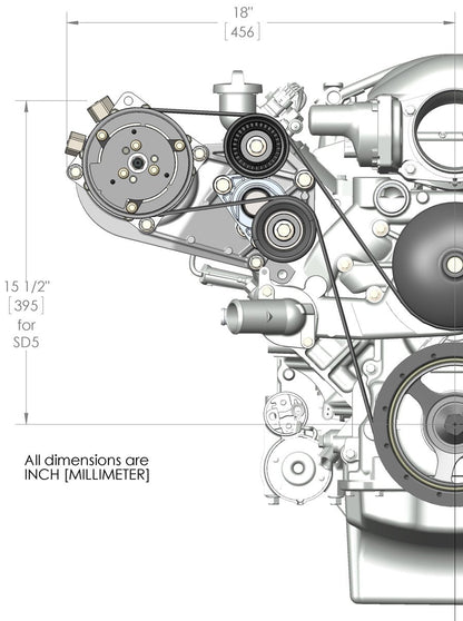 LS High-Mount A/C Accessory Drive Kit - Photo - out of package Left