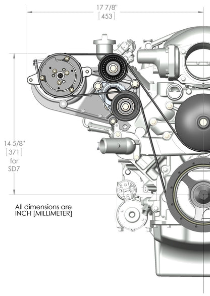 LS High-Mount A/C Accessory Drive Kit - Photo - out of package Left
