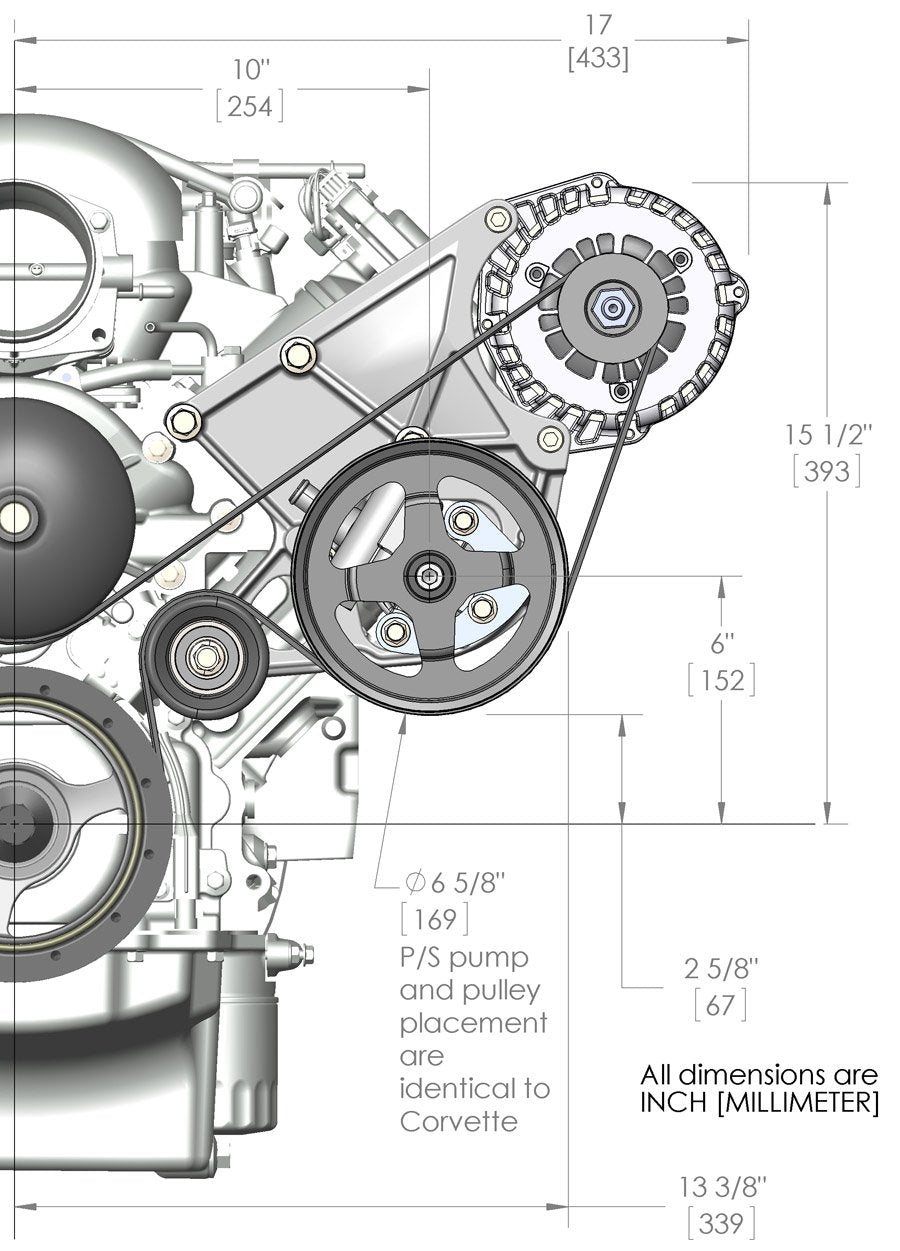 LS/LT High-Mount Alternator & Power Steering Pump Accessory Drive Kit - Photo - out of package Left