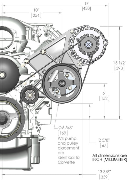 LS/LT High-Mount Alternator & Power Steering Pump Accessory Drive Kit - Photo - out of package Left