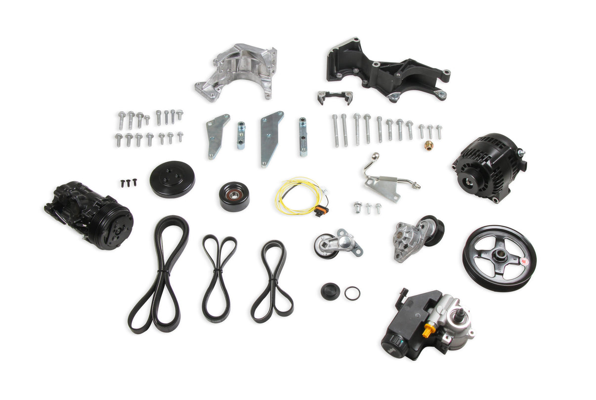 Holley Low-Mount LS Complete Accessory Drive System (Alt, P/S & A/C) - Photo - out of package Top
