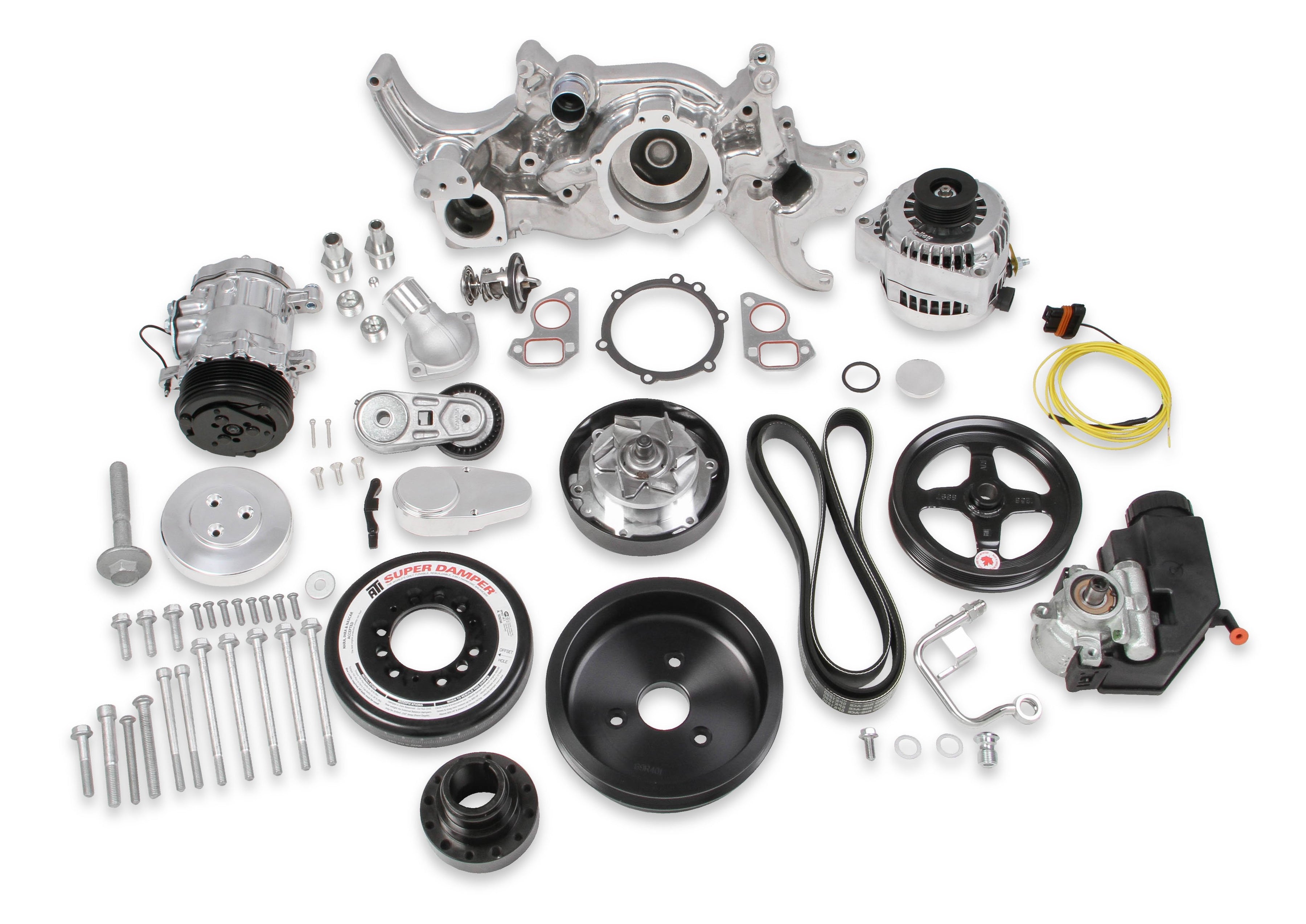 Holley Premium Polished Mid-Mount Complete Accessory System - Photo - out of package Front